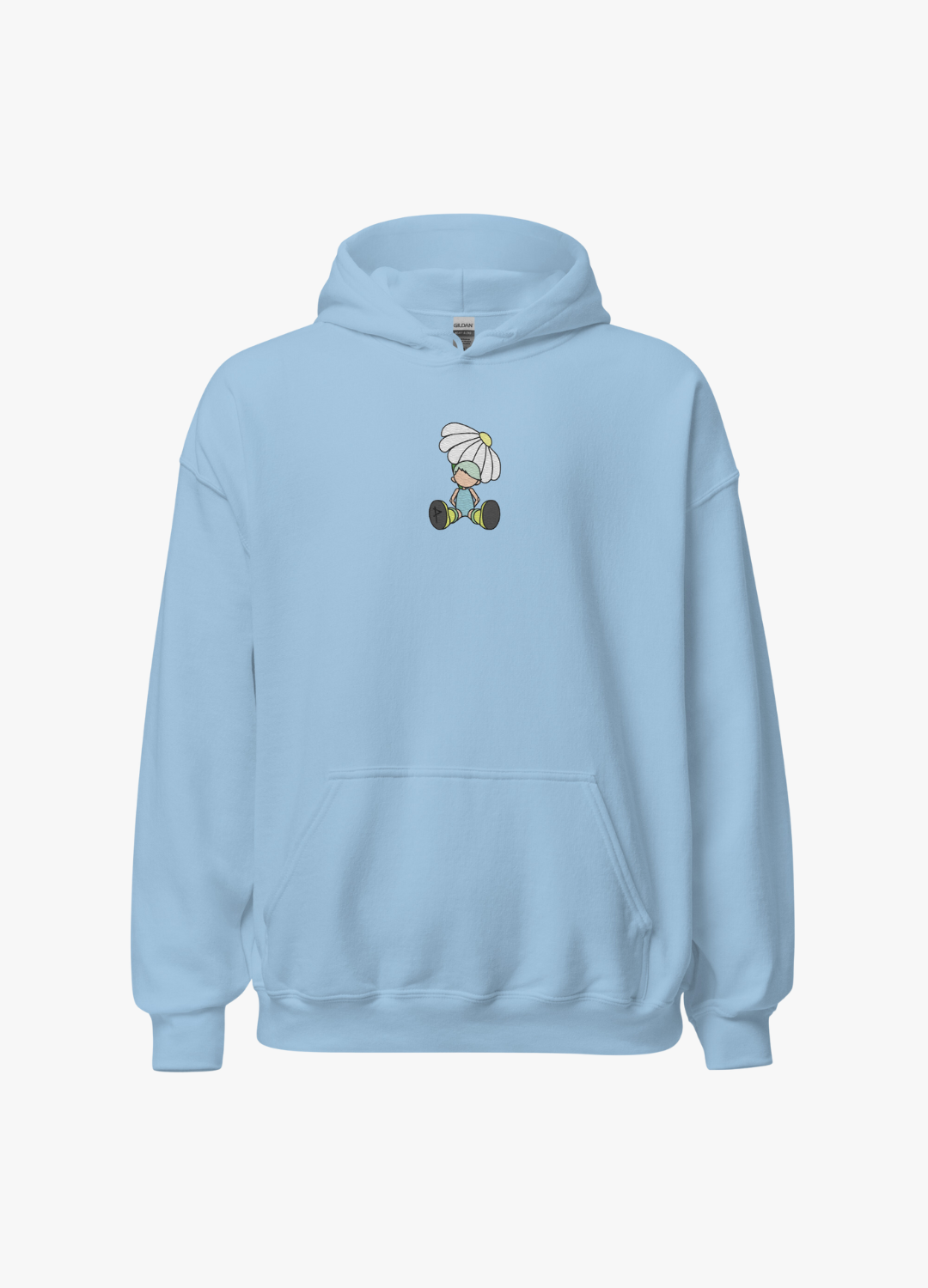hoodie baby blue unisex avec broderie enfant et fleur originale