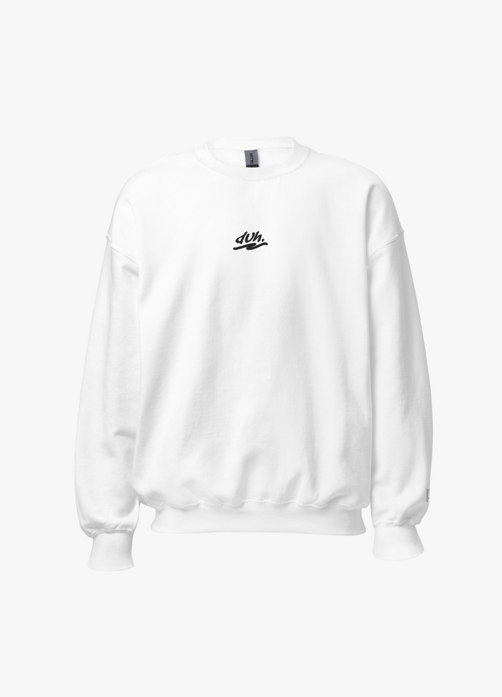 sweatshirt tendance blanc unisexe avec broderie duh à l'avant streetwear décalé pour adulte