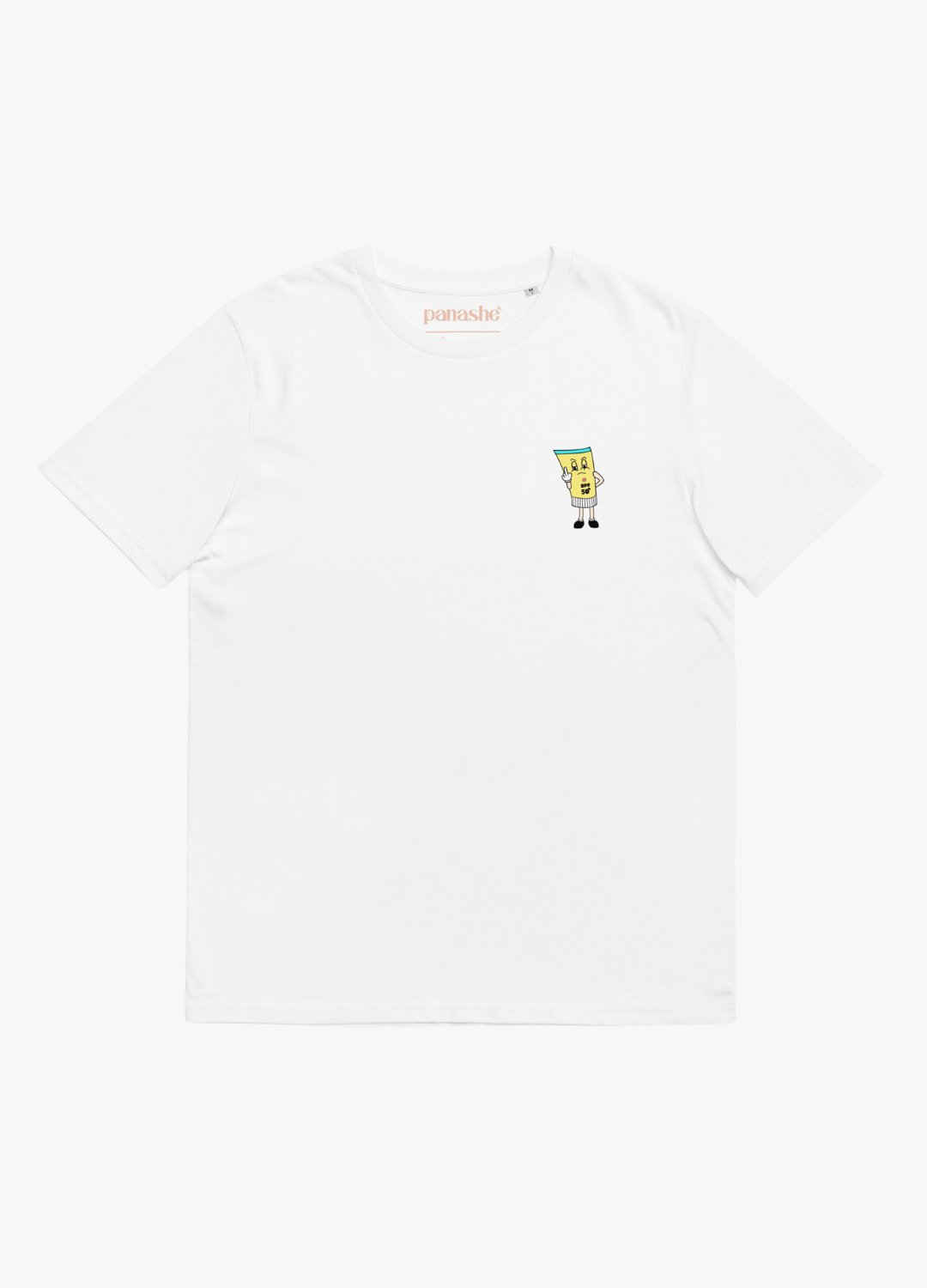 tshirt en coton blanc unisexe eco friendly slow fashion avec design de crème solaire qui fait un fuck style street style humoristique décalé