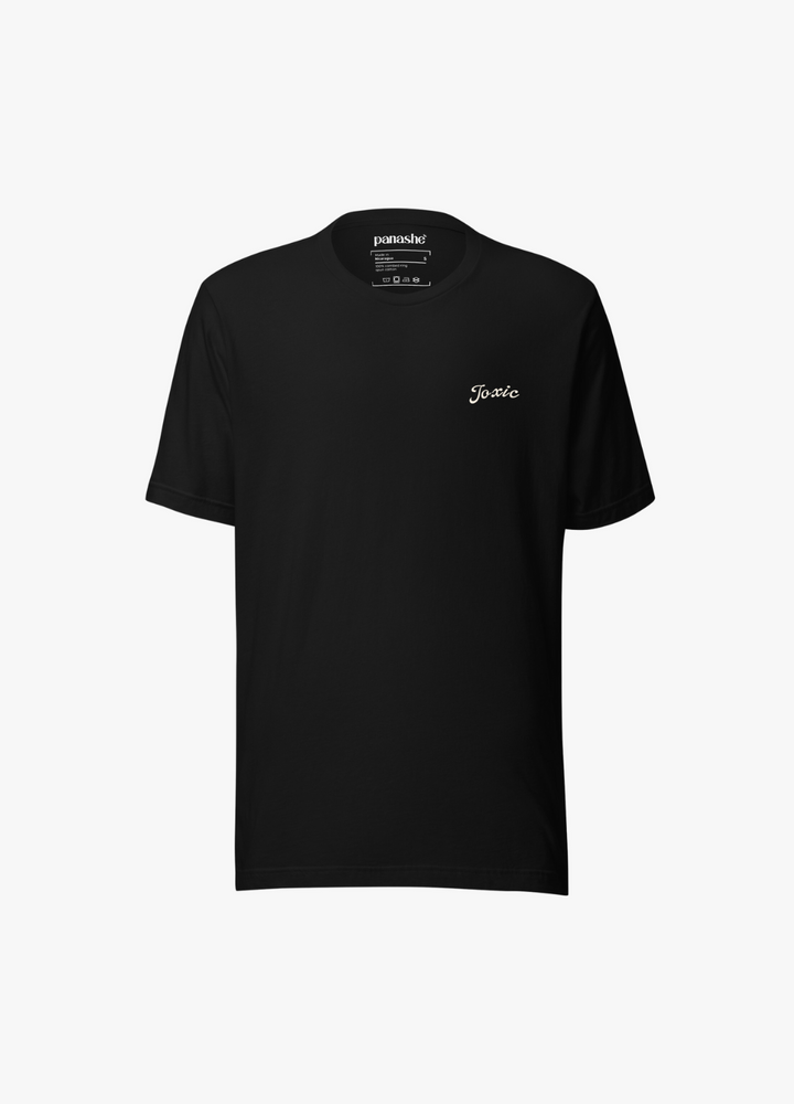 tshirt noir en coton unisexe avec écriture toxic sur la poitrine ultra doux et tendance inspiration streetstyle